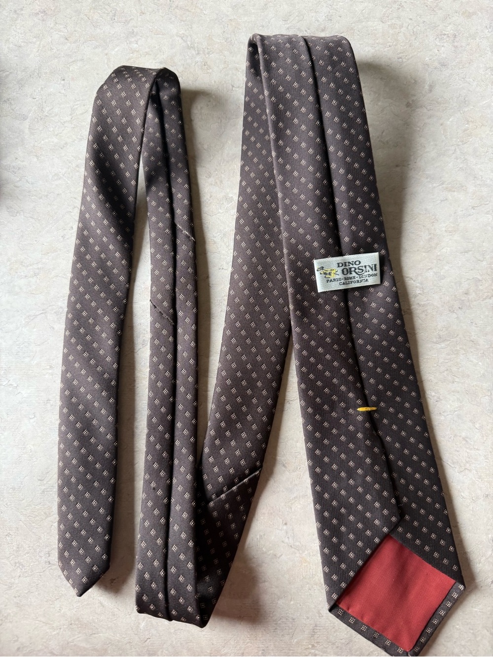 Vintage Dino Orsini Men's Brown Patterned Silk Tie